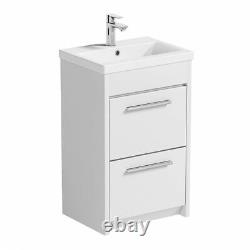 Clarity white floorstanding vanity unit and ceramic basin 510mm