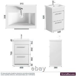 Clarity white floorstanding vanity unit and ceramic basin 510mm