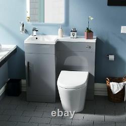 Cloakroom 900 Light Grey WC Basin Vanity Unit Sink Toilet Bathroom Suite Ellen