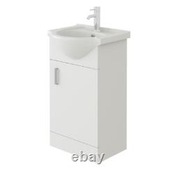 Cloakroom Bathroom Vanity Unit 2 Door Cabinet Compact Ceramic Basin Mars Gloss