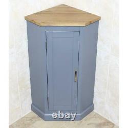 Cloakroom Corner Bathroom Vanity Painted Grey Unit Oak Top Corner Unit
