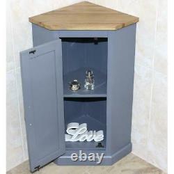 Cloakroom Corner Bathroom Vanity Painted Grey Unit Oak Top Corner Unit