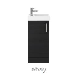 Cloakroom Floor Standing 1 Door Vanity Unit with Basin, 400mm Woodgrain Charco