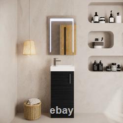 Cloakroom Floor Standing 1 Door Vanity Unit with Basin, 400mm Woodgrain Charco