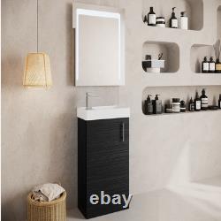 Cloakroom Floor Standing 1 Door Vanity Unit with Basin, 400mm Woodgrain Charco