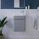 Cloakroom Vanity Unit Grey Compact Cloakroom Sink Wash Basin Wall Hung 400mm