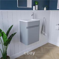 Cloakroom Vanity Unit Grey Compact Cloakroom Sink Wash Basin Wall Hung 400mm