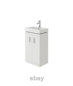 Cloakroom Vanity Unit & Sink Basin Bathroom Cabinet Checkers Compact 450mm