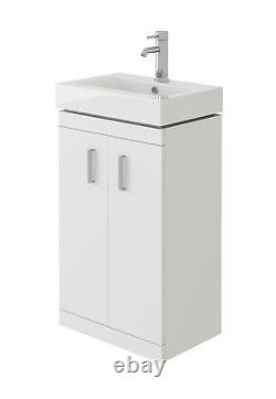 Cloakroom Vanity Unit & Sink Basin Bathroom Cabinet Checkers Compact 450mm