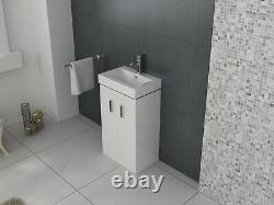 Cloakroom Vanity Unit & Sink Basin Bathroom Cabinet Checkers Compact 450mm