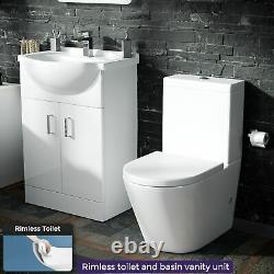 Close Coupled WC Toilet & Basin Vanity Unit Bathroom Suite