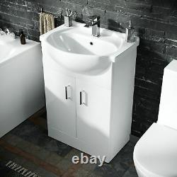 Close Coupled WC Toilet & Basin Vanity Unit Bathroom Suite
