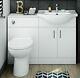 Combined Gloss White Vanity Unit Toilet Wc Pan Sink 1050mm Left Furniture Suites