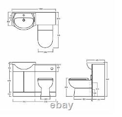 Combined Gloss White Vanity Unit Toilet wc Pan Sink 1050mm Left Furniture suites