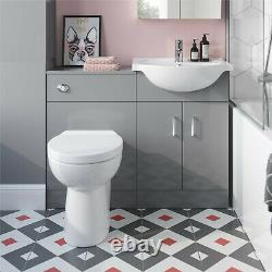 Combined Pebble Grey Vanity Unit Toilet wc Pan Sink 1050mm Furniture suites