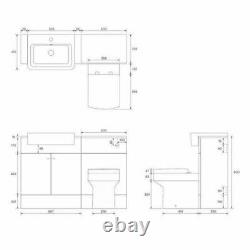 Combined Square Gloss Grey Vanity Unit Toilet & Sink 1160mm Bathroom Furniture