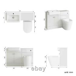 Combined Square Gloss White Vanity Unit Toilet & Sink 1160mm Bathroom Furniture
