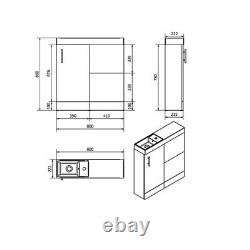 Combined Vanity Unit Basin Toilet Pan WC Bathroom Sink Furniture Gloss 800mm WOW