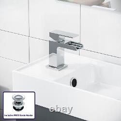 Compact 400mm Basin Vanity Unit Grey Wall Hung Bathroom Sink & Tap Set Nanuya