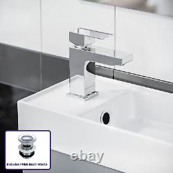Compact 400mm Basin Vanity Unit Light Grey Wall Hung Bathroom Sink & Tap Nanuya