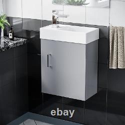 Compact 400mm Basin Vanity Unit Light Grey Wall Hung Bathroom Sink & Tap Nanuya