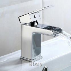 Compact 400mm White Basin Vanity Unit Wall Hung Bathroom Sink and Tap Nanuya