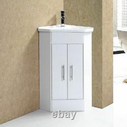 Compact Bathroom Corner Vanity Unit Cabinet Cloakroom Basin Sink Mixer Tap Waste
