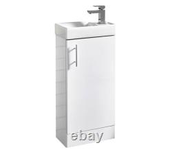 Compact Bathroom Vanity Unit & Basin Sink Cloakroom 400mm Floor Standing (Tap)