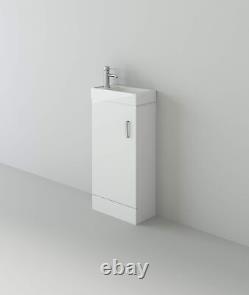 Compact Bathroom Vanity Unit & Basin Sink Cloakroom Floor & Wall Units With Tap