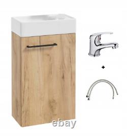 Compact Bathroom Vanity Unit & Basin Sink Cloakroom Floor & Wall Units With Tap