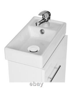 Compact Bathroom Vanity Unit & Basin Sink Wall Hung Units OAK WHITE BLACK