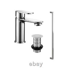 Compact Bathroom Vanity Unit Cloakroom Basin Sink 400mm Wall Hung Indigo Chrome