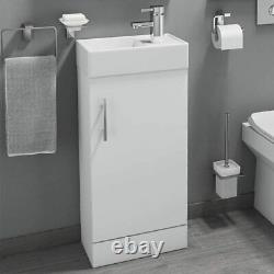 Compact Bathroom Vanity Unit Small Sink White Gloss Mini Basin Cloakroom Cabinet