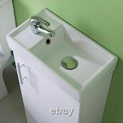 Compact Bathroom Vanity Unit Small Sink White Gloss Mini Basin Cloakroom Cabinet