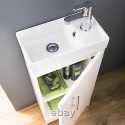 Compact Cloakroom Bathroom 400mm Vanity Unit with Ceramic Basin/Sink