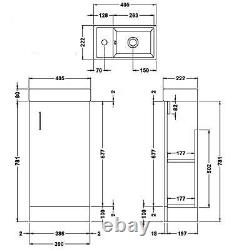 Compact Cloakroom Bathroom 400mm Vanity Unit with Ceramic Basin/Sink