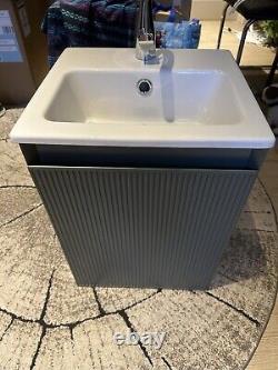 Compact Green fluted vanity unit with sink- TAP NOT INCLUDED