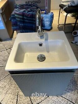 Compact Green fluted vanity unit with sink- TAP NOT INCLUDED