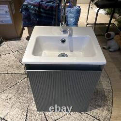 Compact Green fluted vanity unit with sink- TAP NOT INCLUDED