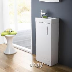Compact Slimline Cloakroom Bathroom 400mm Vanity Unit with Ceramic Basin/Sink