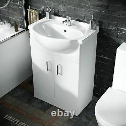 Complete Bathroom Shower Suite WC Close Coupled Toilet & Basin Vanity Unit Nox