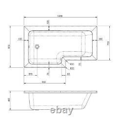 Complete Bathroom Suite L Shaped 1500mm LH Bath Basin Vanity Unit WC Shower Taps