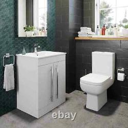 Complete Bathroom Suite L Shaped LH Bath Toilet Basin Taps Vanity Unit Shower