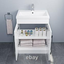 Complete Bathroom Suite L Shaped LH Bath Toilet Basin Taps Vanity Unit Shower