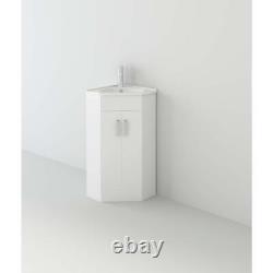 Corner Basin Vanity Cabinet Unit White Sink Furniture 500 x 470mm