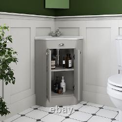 Corner Bathroom Traditional Vanity Unit Basin Sink Cabinet Furniture Grey 580mm