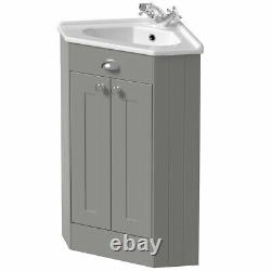 Corner Bathroom Traditional Vanity Unit Basin Sink Cabinet Furniture Grey 580mm