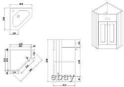 Corner Bathroom Traditional Vanity Unit Basin Sink Cabinet Furniture Grey 580mm