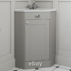 Corner Bathroom Vanity Unit Basin Sink Traditional Cabinet Furniture Grey 580mm
