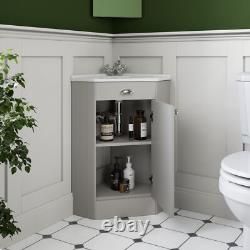 Corner Bathroom Vanity Unit Basin Sink Traditional Cabinet Furniture Grey 580mm